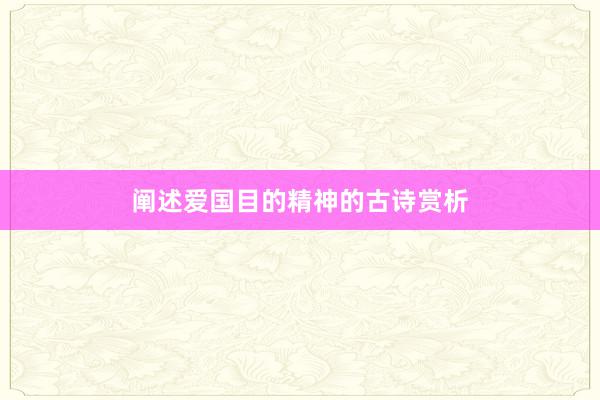 阐述爱国目的精神的古诗赏析